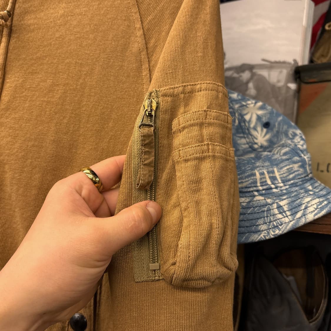 90s 폴로 랄프로렌 코튼 스웻 N-3B 플라이트 자켓 베이지 N1145 상품이미지5