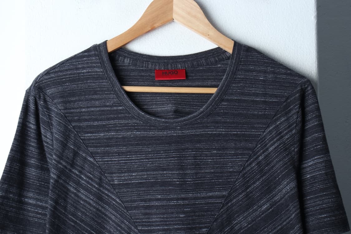 (L-XL) 휴고보스 반팔 티셔츠 패턴 차콜 무지 놈코어-H32453 상품이미지3