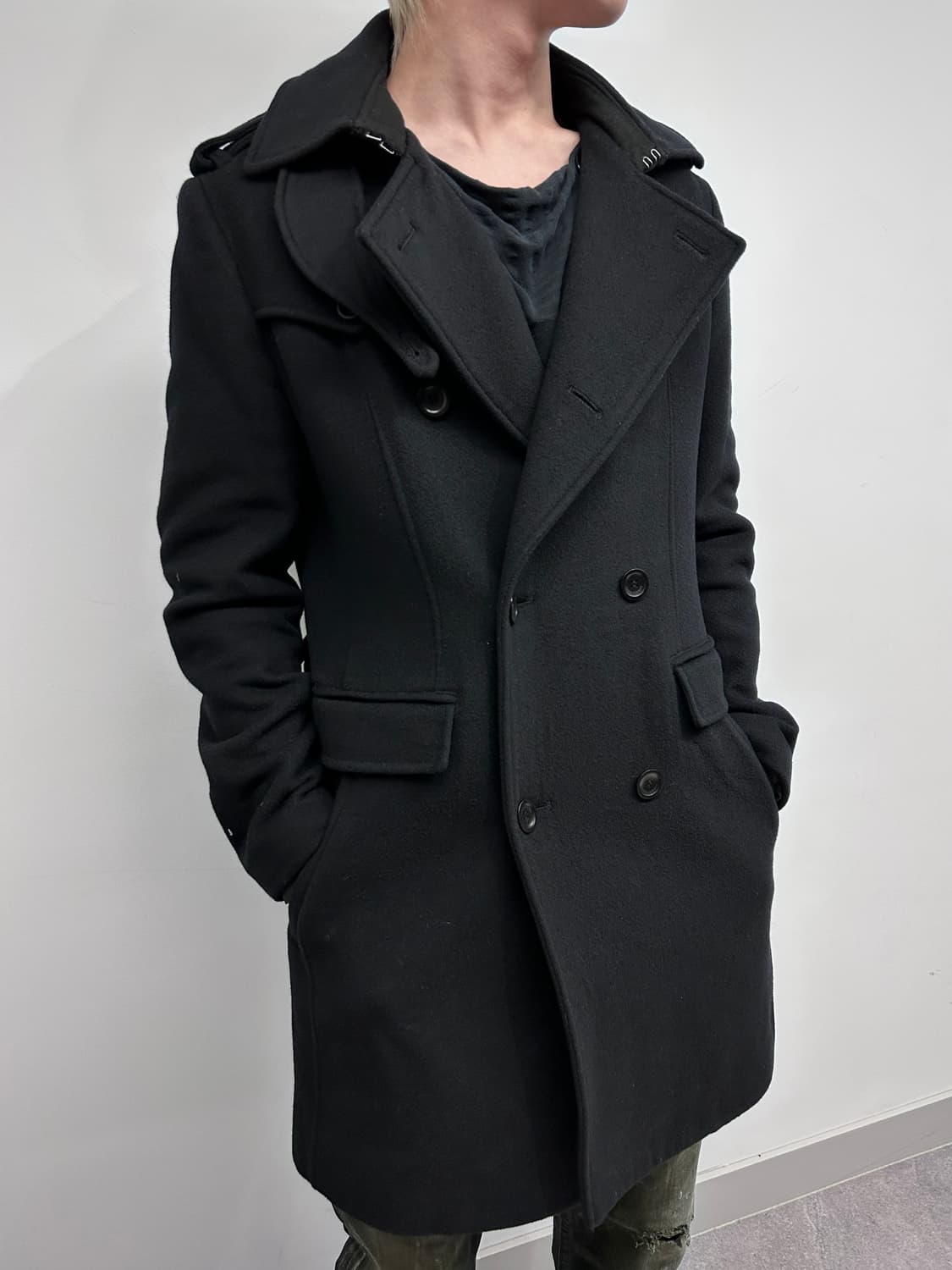 하이넥 판넬 더블 코트 상품이미지1