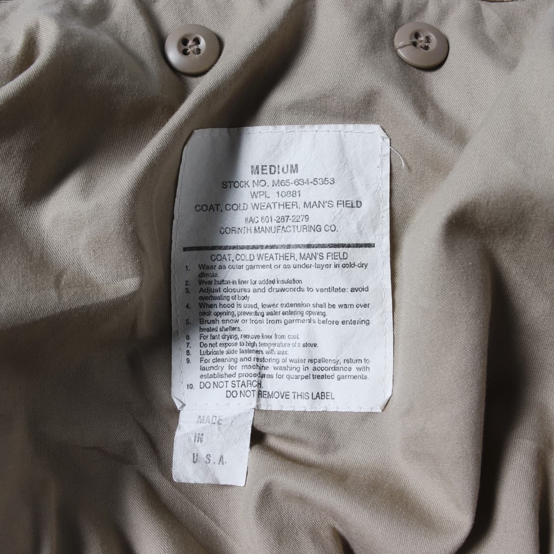 미군 M-65 USA 필드 재킷 상품이미지6
