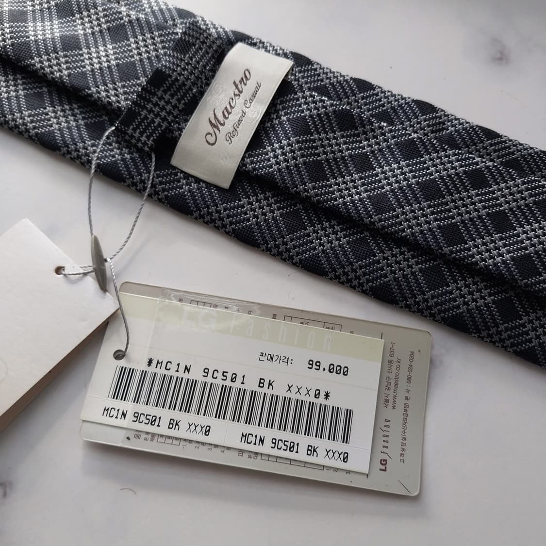 마에스트로 실크 블랙 체크 슬림 타이 7.9cm 새상품 K1510
 상품이미지8