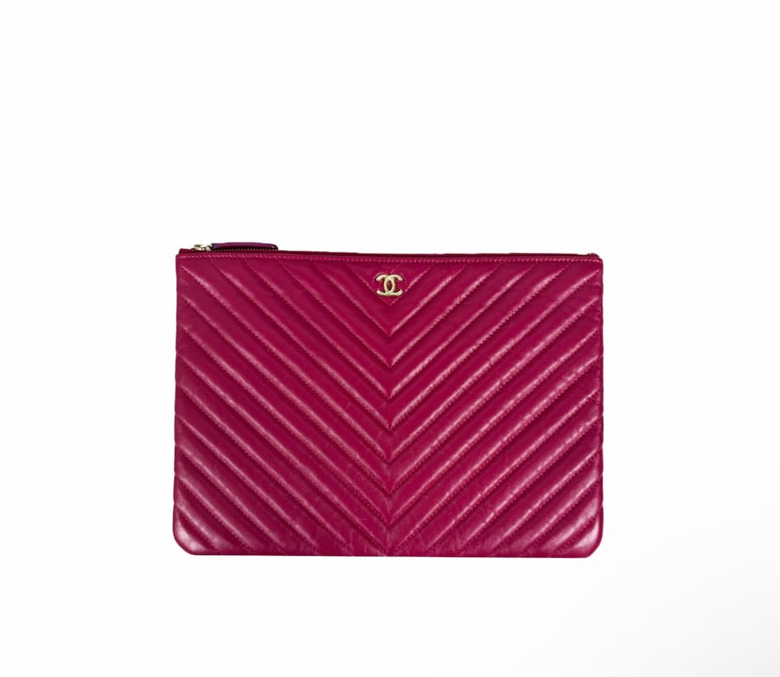 샤넬 클래식 쉐브론 램스킨 클러치 버건디 금장 미디움 뉴미듐 A82545 상품이미지1