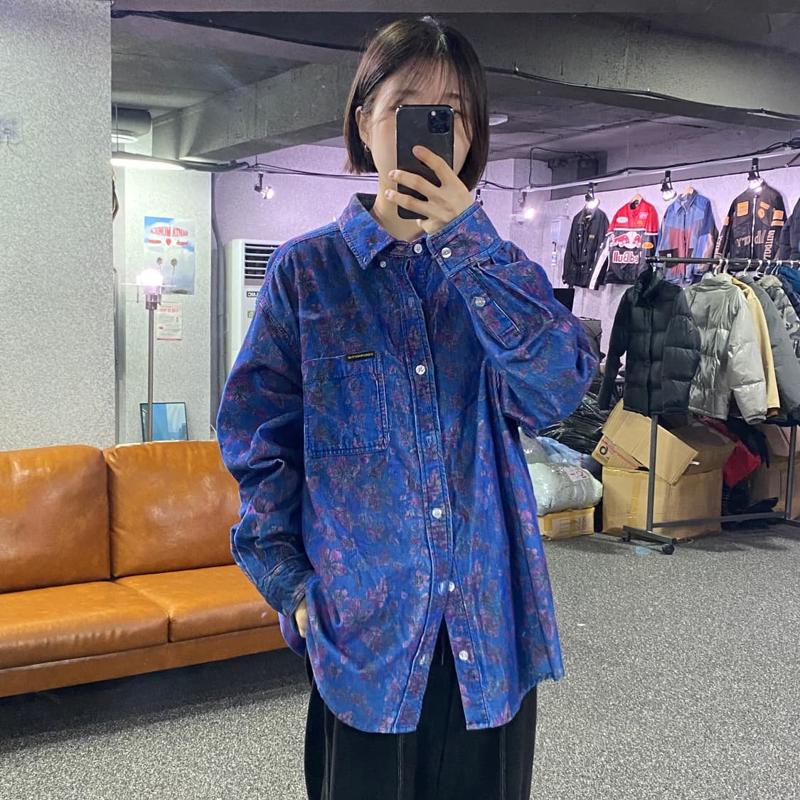 디스이즈네버댓 스몰로고 플로럴 코듀로이 셔츠 B3460  상품이미지1