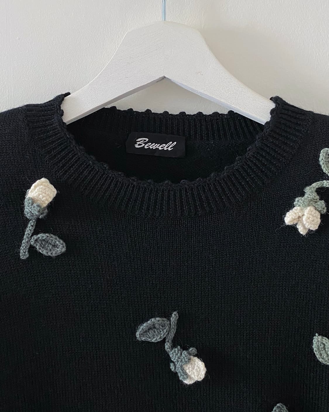 플라워 블랙 니트 스웨터 상품이미지4