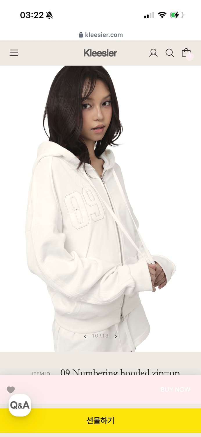 새상품) 클리시어 09후드집업 화이트 상품이미지3