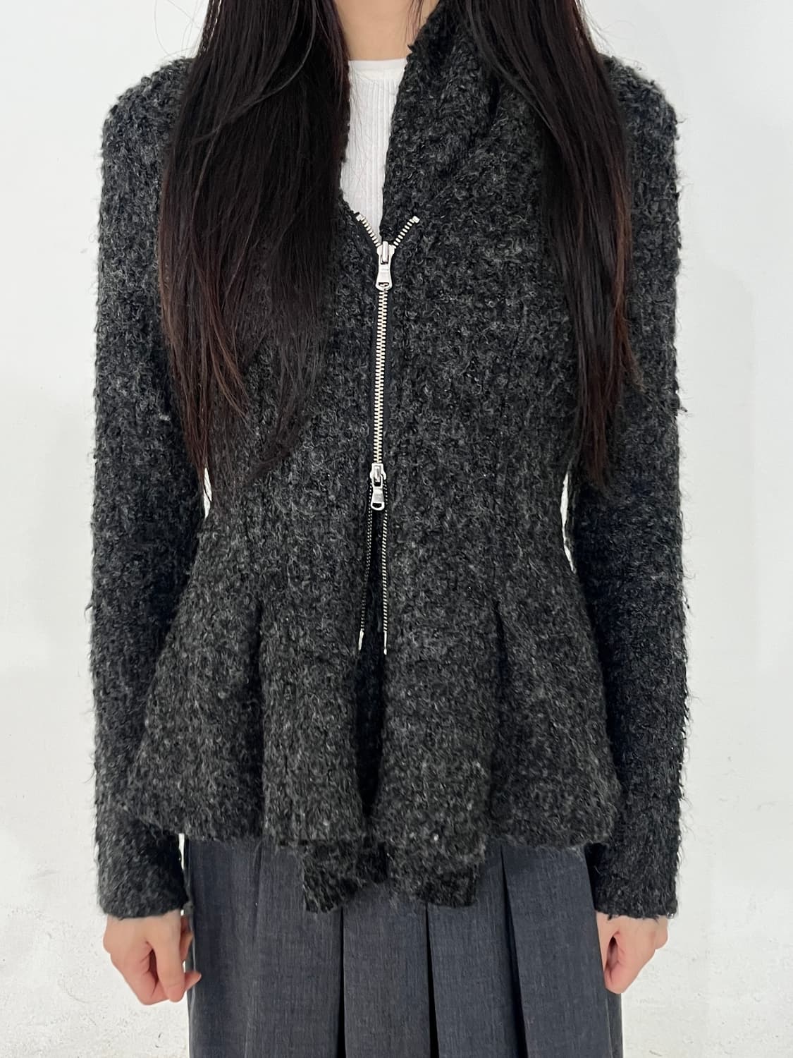 Draped 2way zip knit cd 상품이미지1
