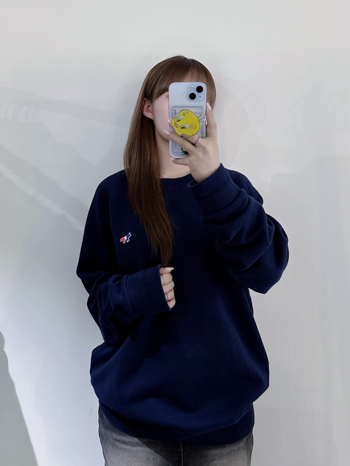 메종키츠네 네이비 트리컬러 폭스 맨투맨 상품이미지1
