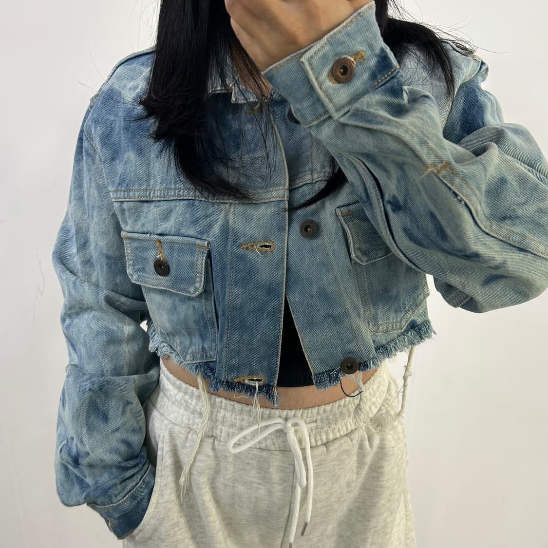 후아유 커스텀 크롭 청자켓[689] 상품이미지2