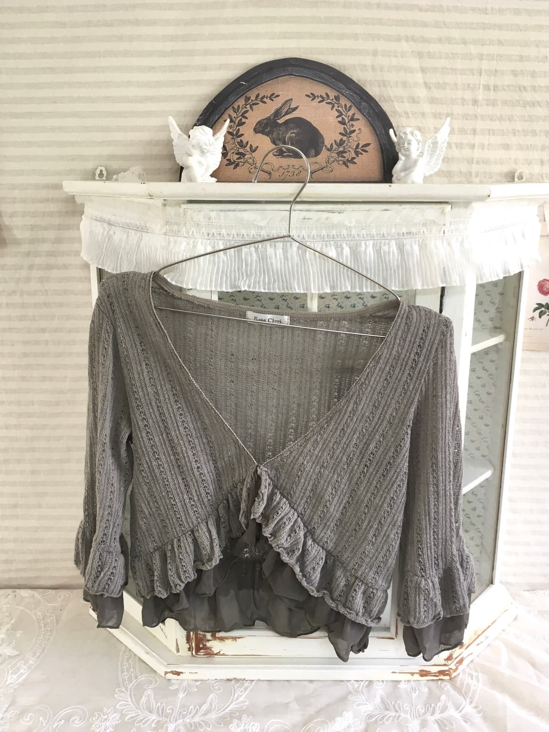 Rosa cherry 로사체리 카키그레이 프릴 볼레로 가디건 상품이미지5