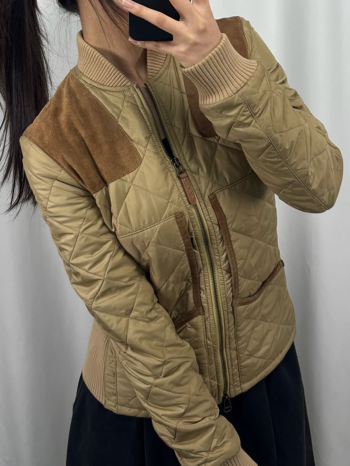 폴로 스웨이드 패치 퀼팅 집업 자켓 상품이미지1