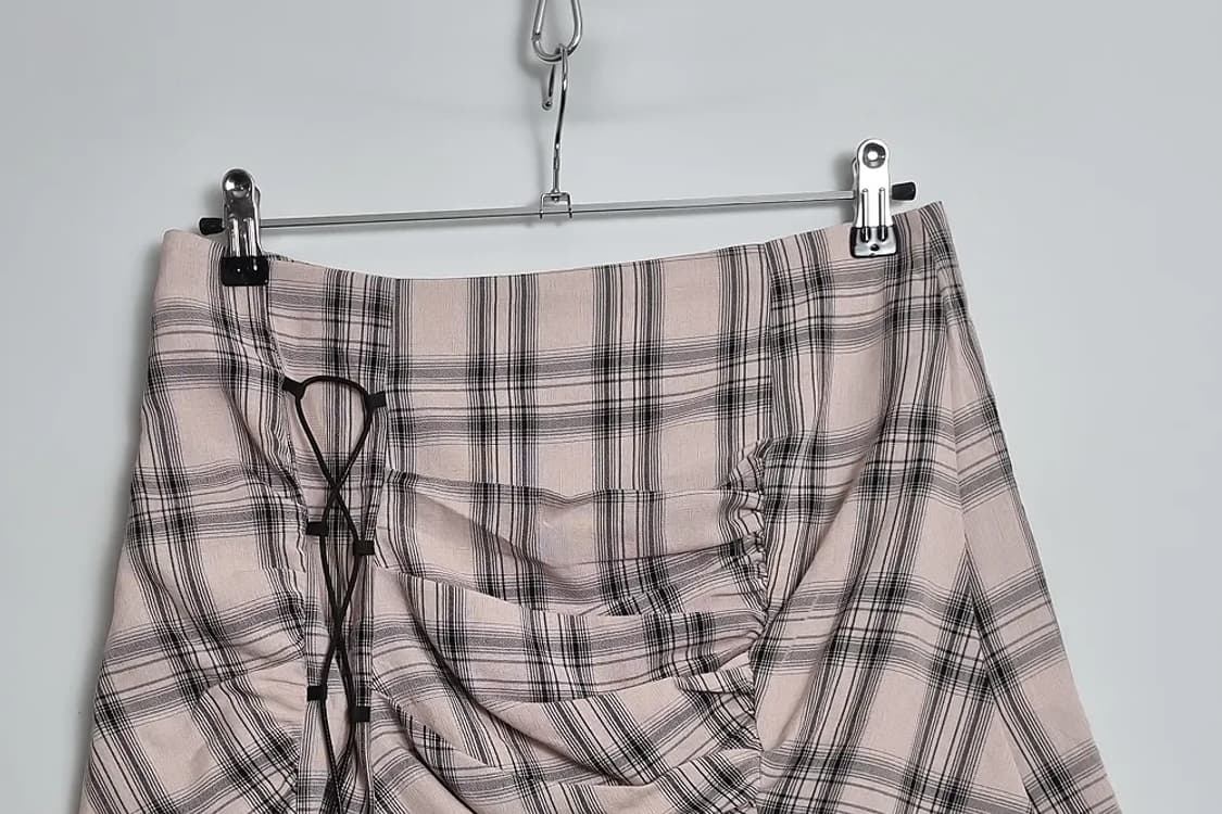 JPN 빈티지 체크 셔링 미니스커트 상품이미지3