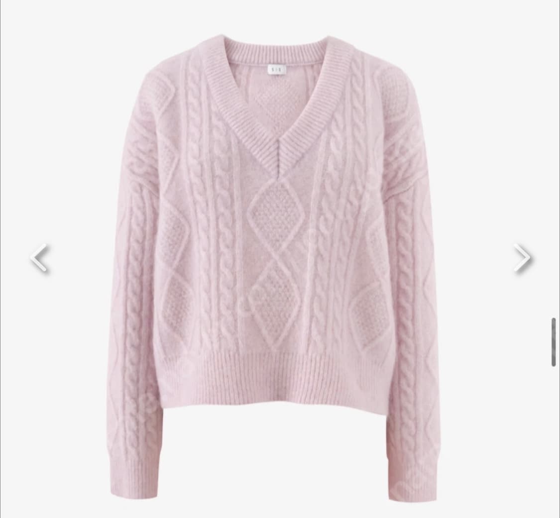 시에 모헤어 로우 케이블 크롭 니트 핑크베일 상품이미지1