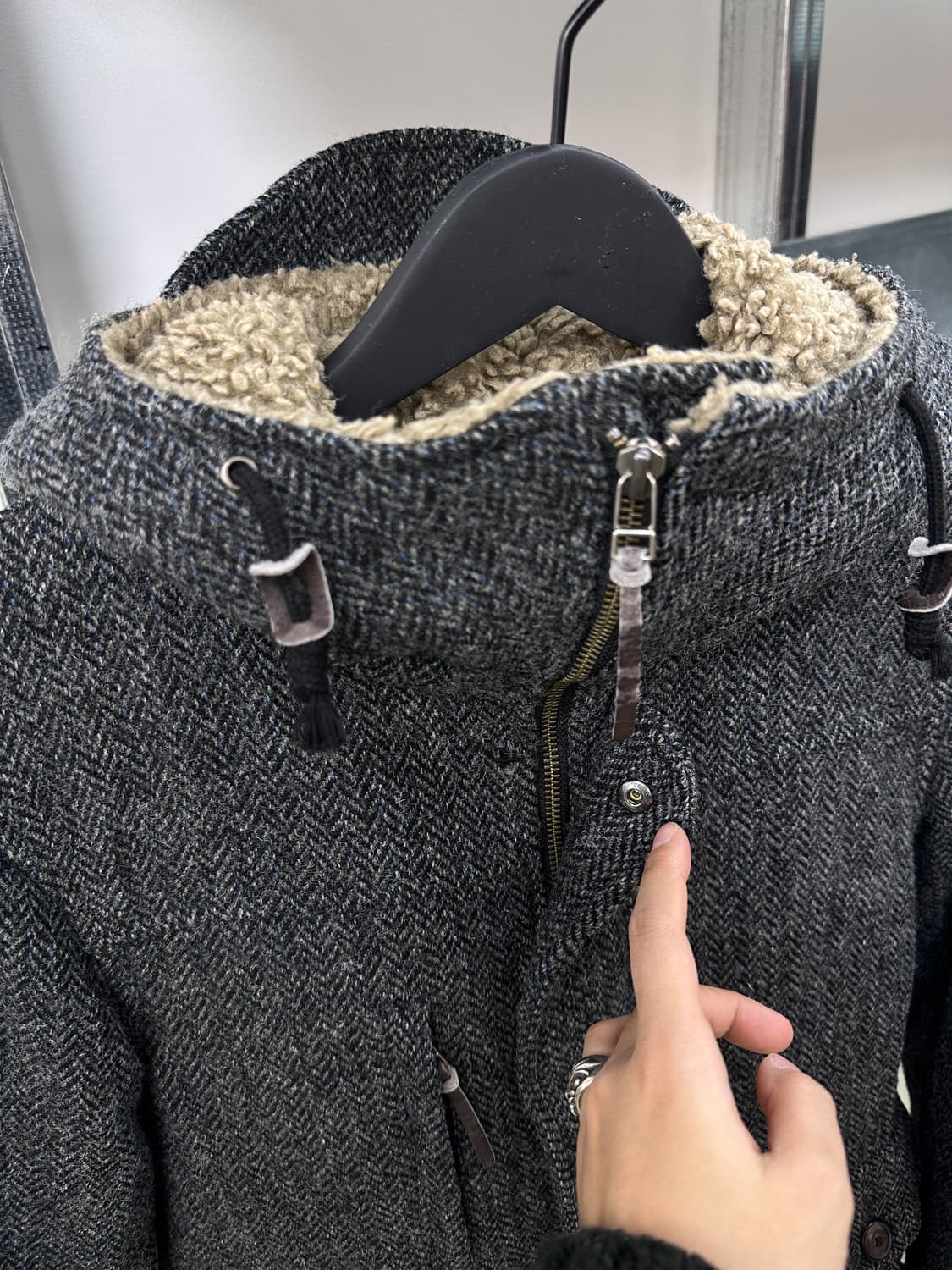 harris tweed wool zip hooded coat 상품이미지5