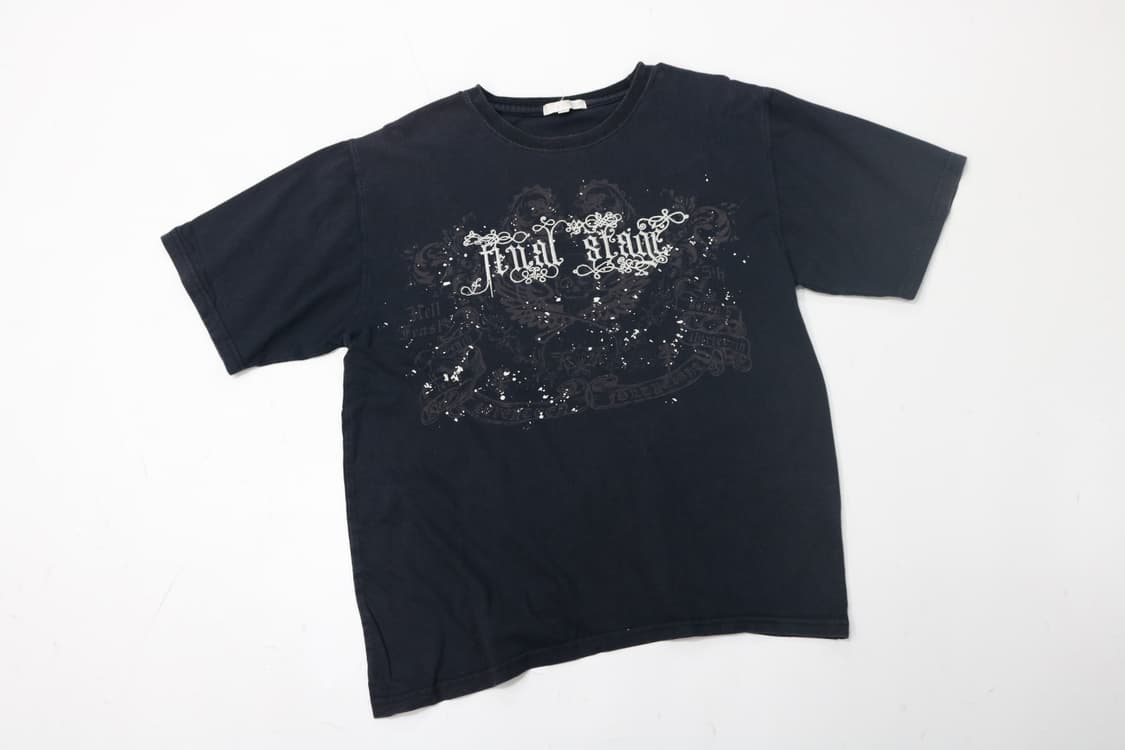 Ghetto 게토 빈티지 그래픽 프린팅 블랙 반팔 티셔츠 (M) 상품이미지2