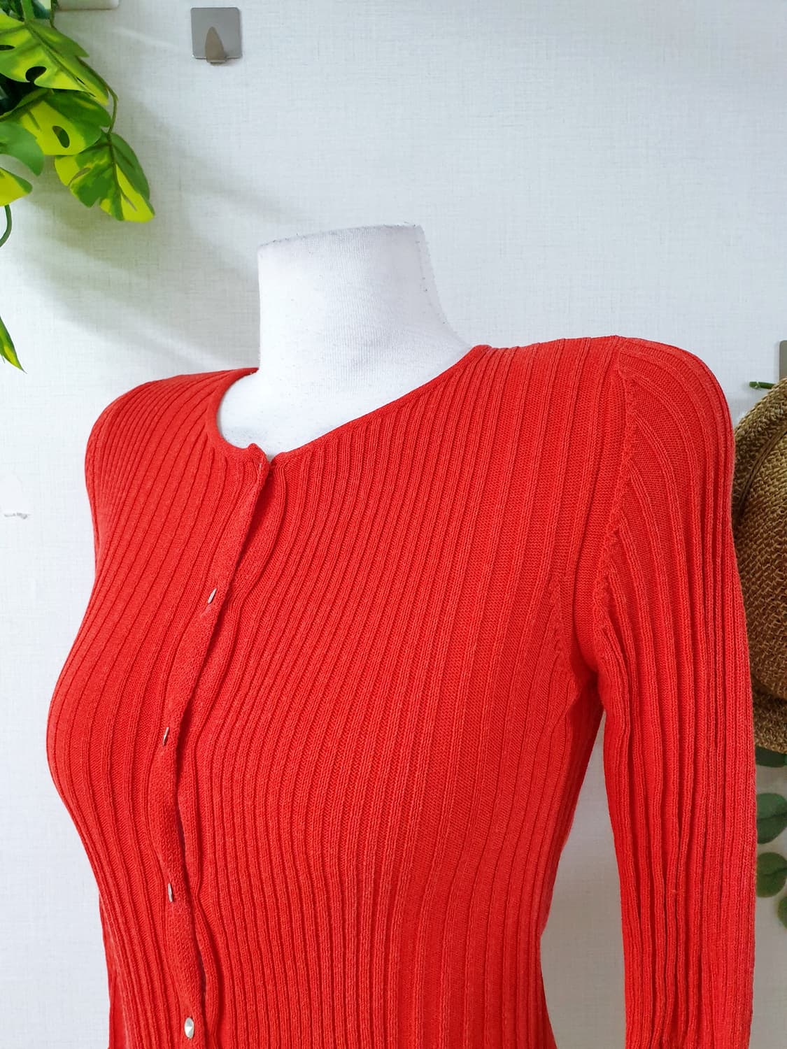 발렌티노 정품 이태리산 골지가디건 44 55 오렌지레드 상품이미지7