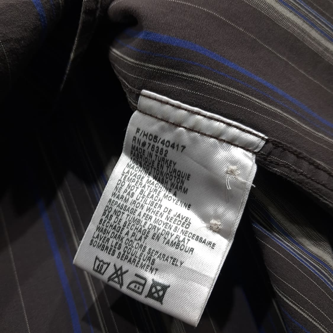 CL494 L 팀버랜드 90s 터키판 코튼 스트라이프 브라운 셔츠 남방 상품이미지7