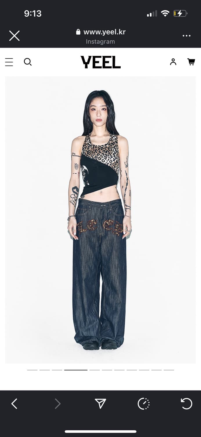 yeel LEOPARD APPLIQUE WIDE PANTS BLUE 상품이미지3