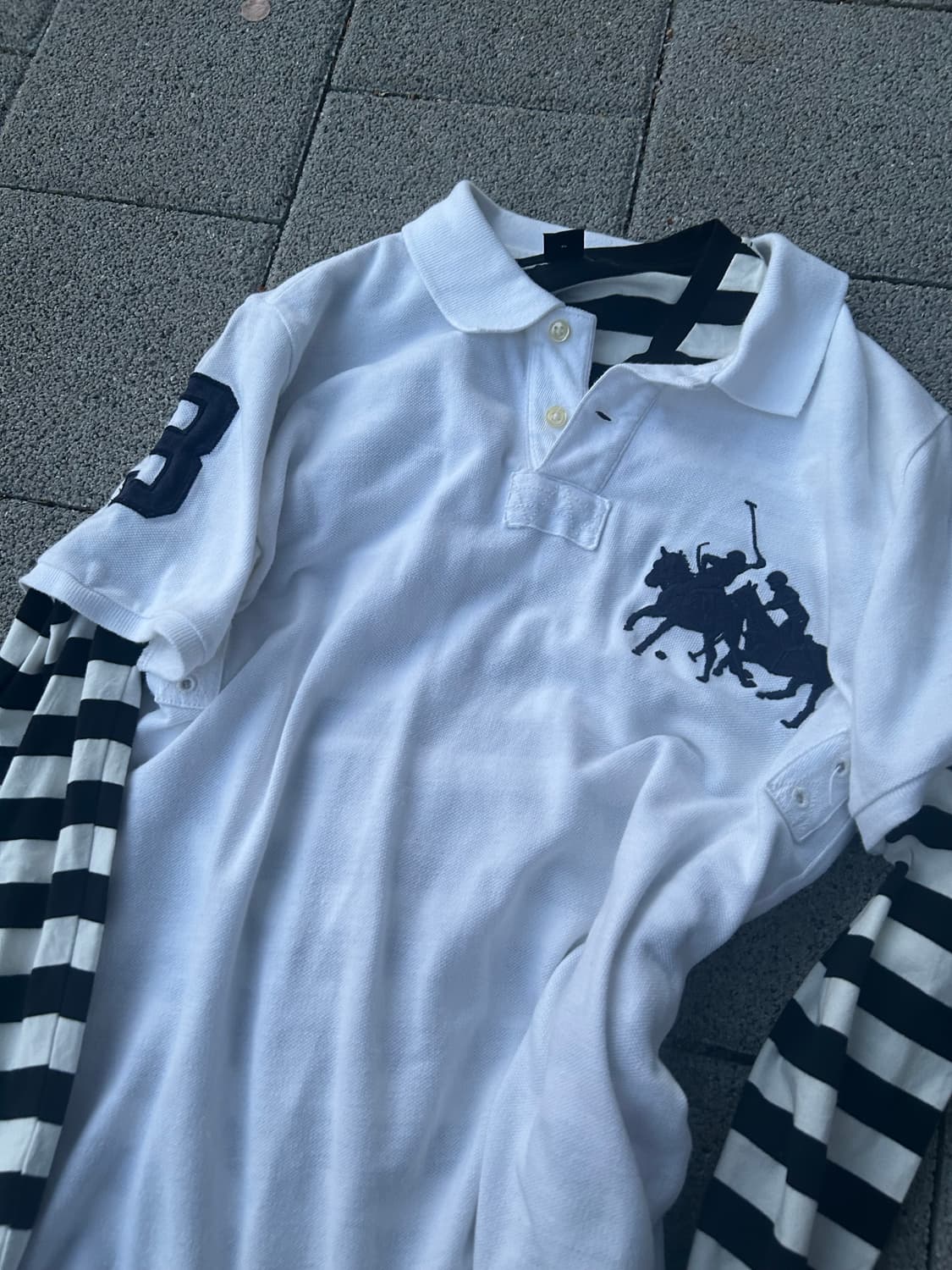 *rare* 2000s 폴로 화이트 빅포니 카라 반팔티 상품이미지2