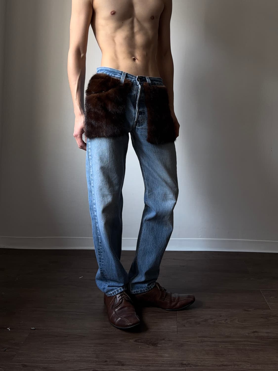 Seven by Seven 밍크 퍼 릴랙스 진 상품이미지4