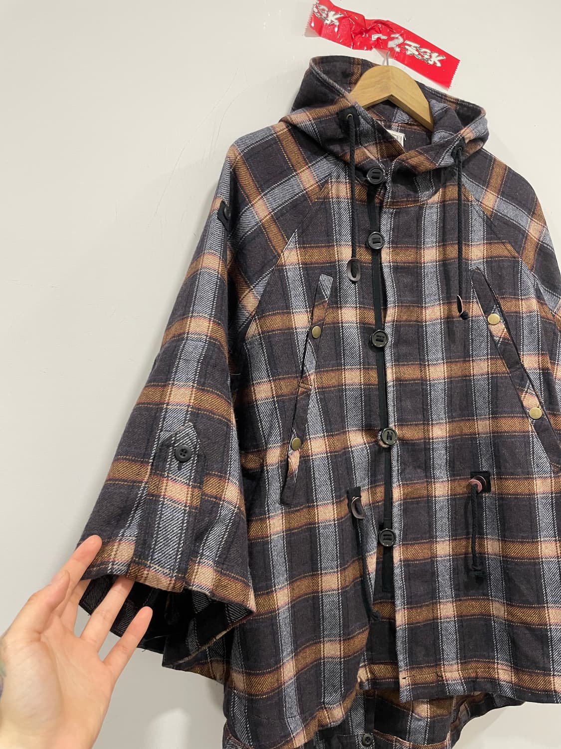(빈티지)타탄체크 후드 케이프 상품이미지7