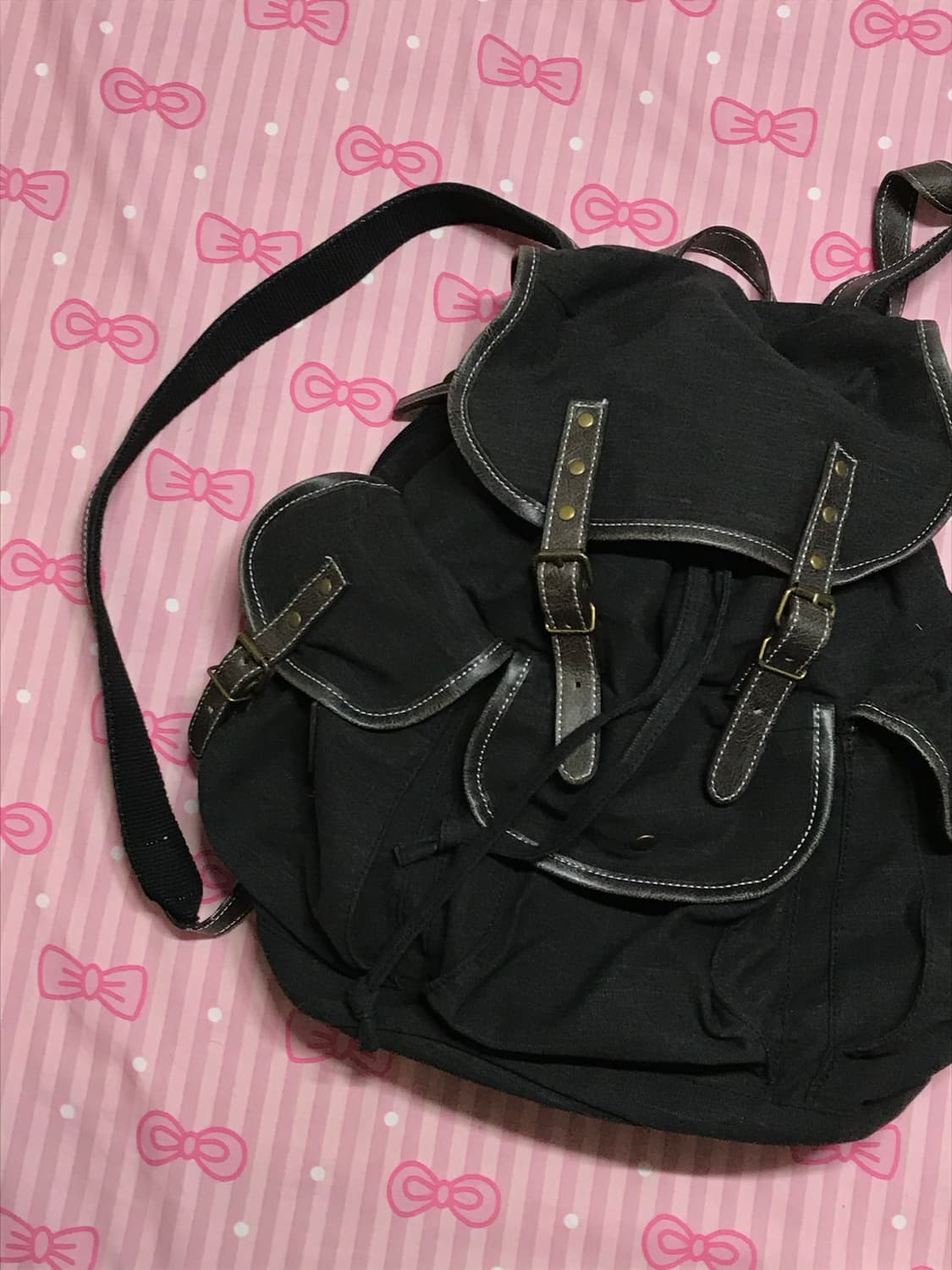 쓰리포켓 챠콜 가죽스트랩 백팩 상품이미지3