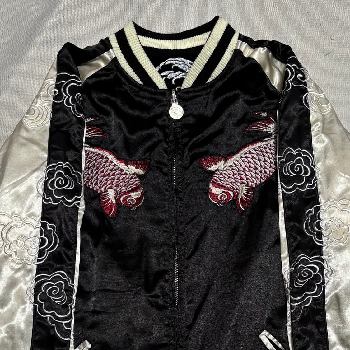 XL jpn 잉어 자수 리버시블 블랙 스카쟌 상품이미지1