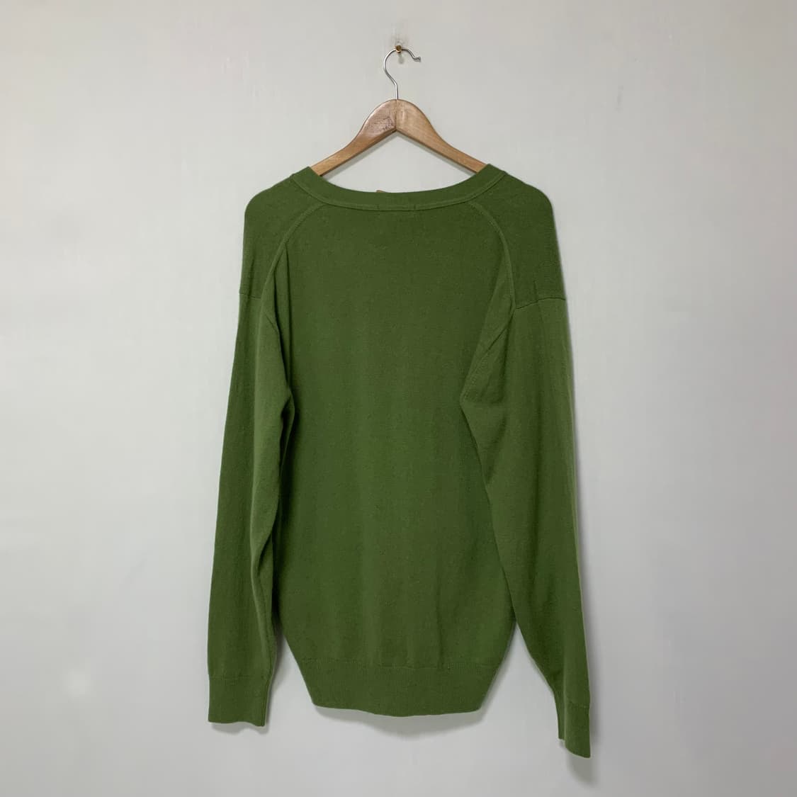 빈티지 캐시미어 100 니트 가디건 올리브 그린 XL 남녀공용 상품이미지4