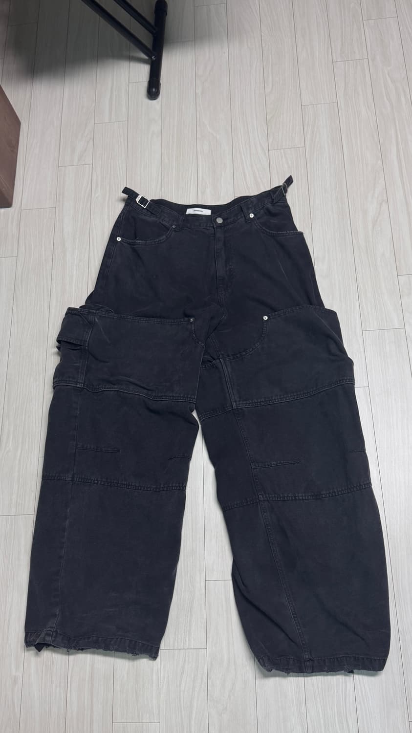 [2]논노드 더블니 커버 팬츠 빈티지 블랙 상품이미지3