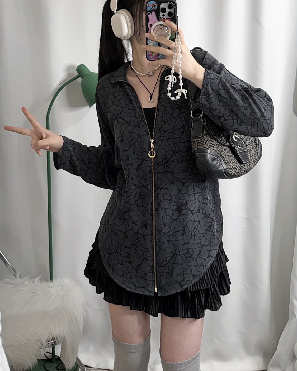 그레이 & 블랙 유니크 집업 자켓 상품이미지2