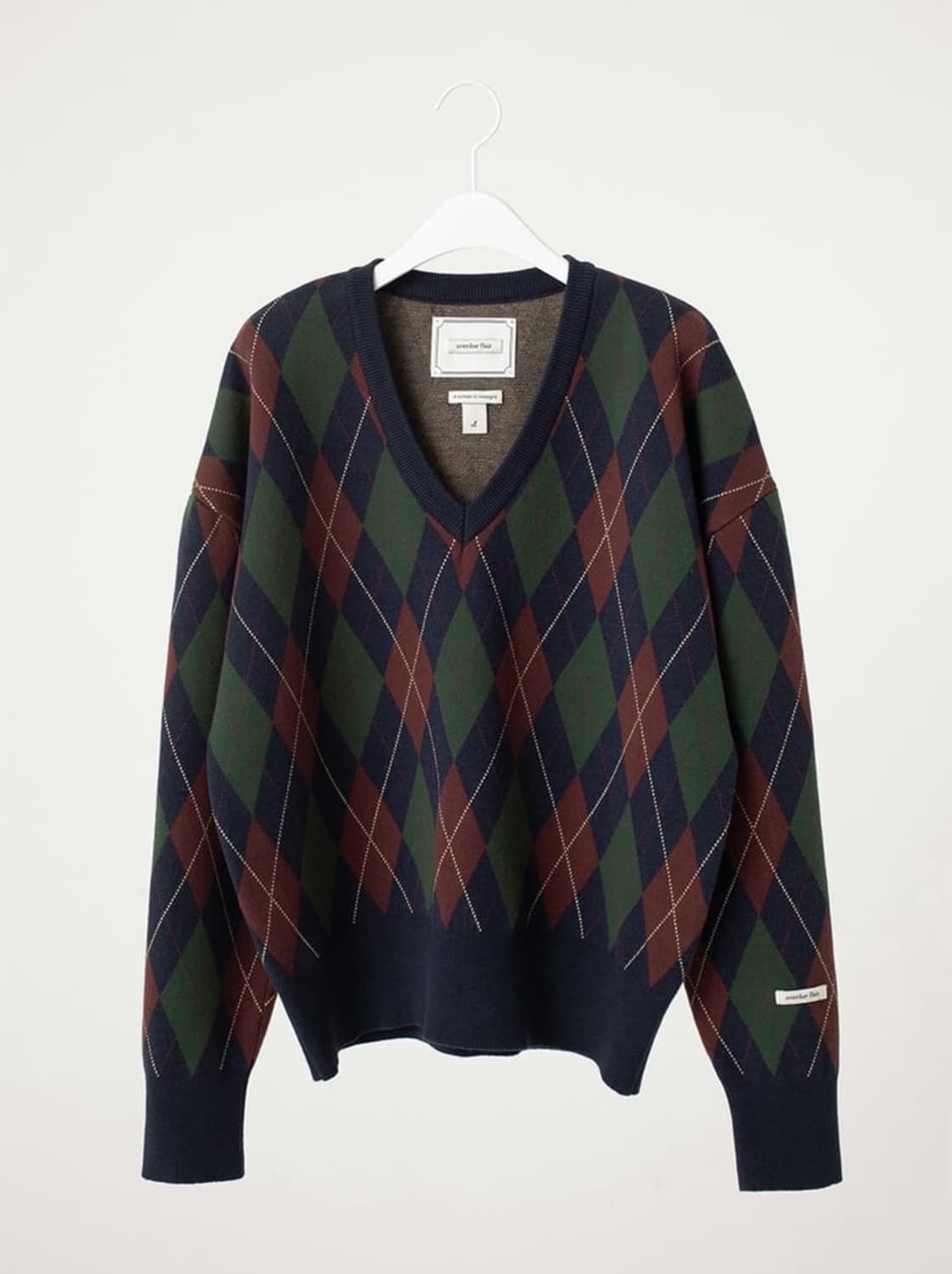 오버듀플레어 클래식 아가일 니트 네이비 상품이미지3