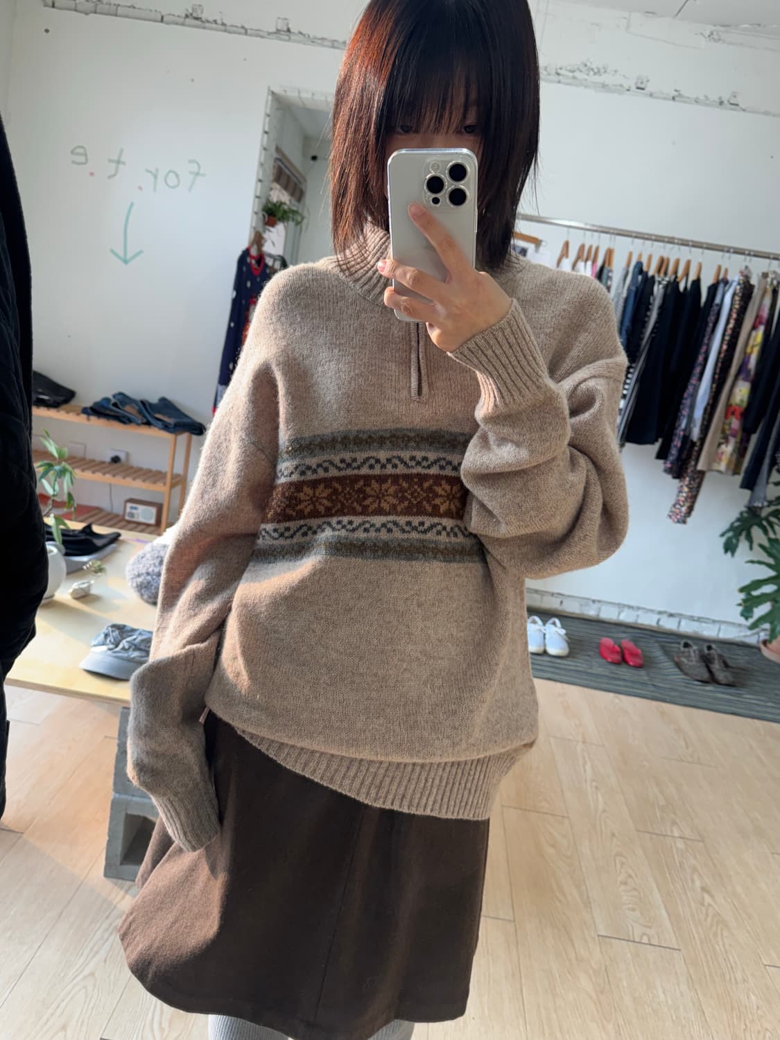 Vintage nordic knit zip-up 상품이미지1