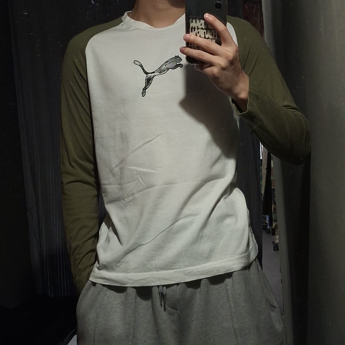 PUMA 퓨마 푸마 JP 카키 화이트 나그랑 레글런 올드스쿨 긴팔 티셔츠 상품이미지1