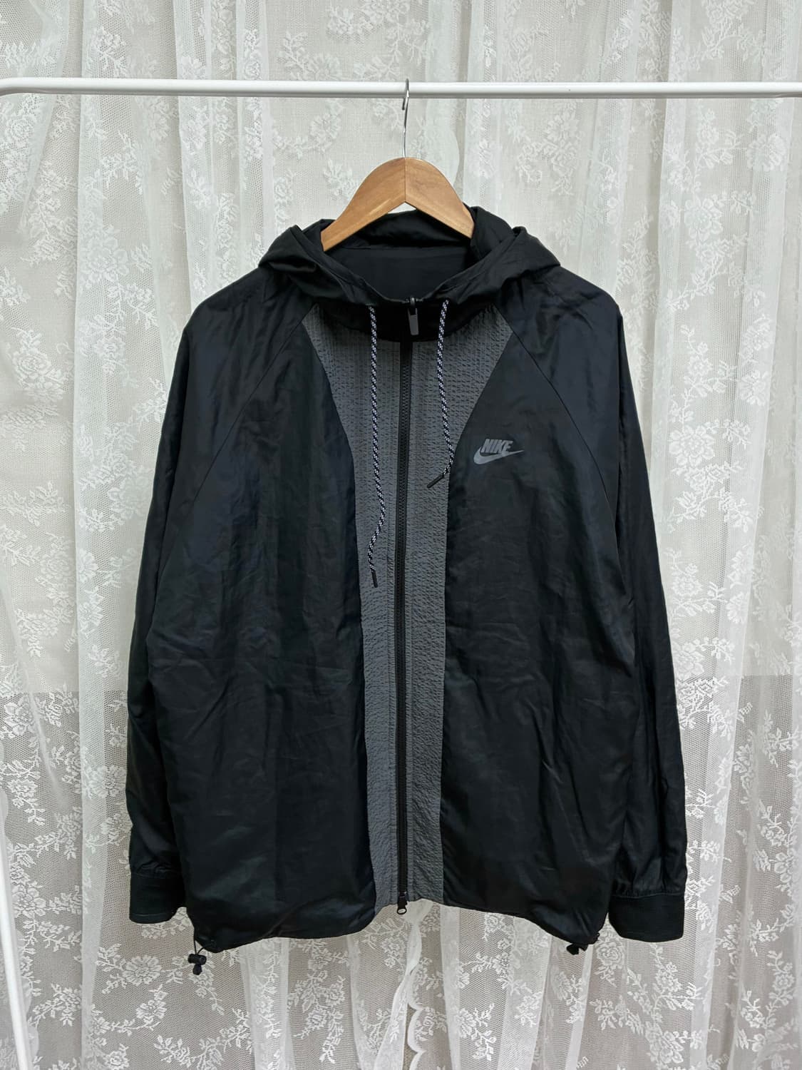 M) 나이키 해외판 리버시블 바람막이 그레이 블랙 상품이미지4