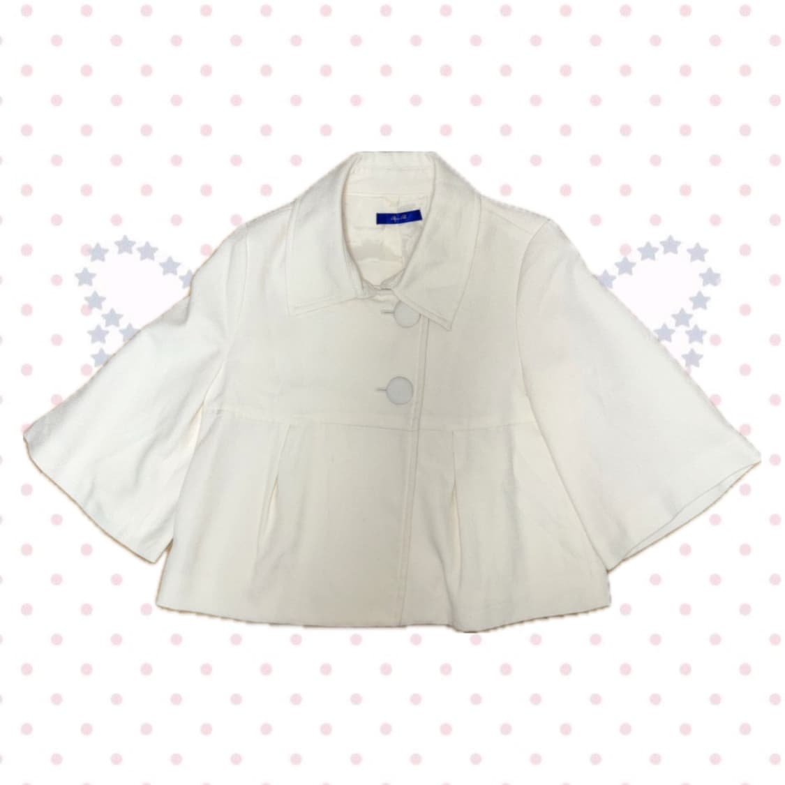 모리걸 히메갸루 화이트아이보리 케이프 동글 자켓 숏코트 상품이미지1