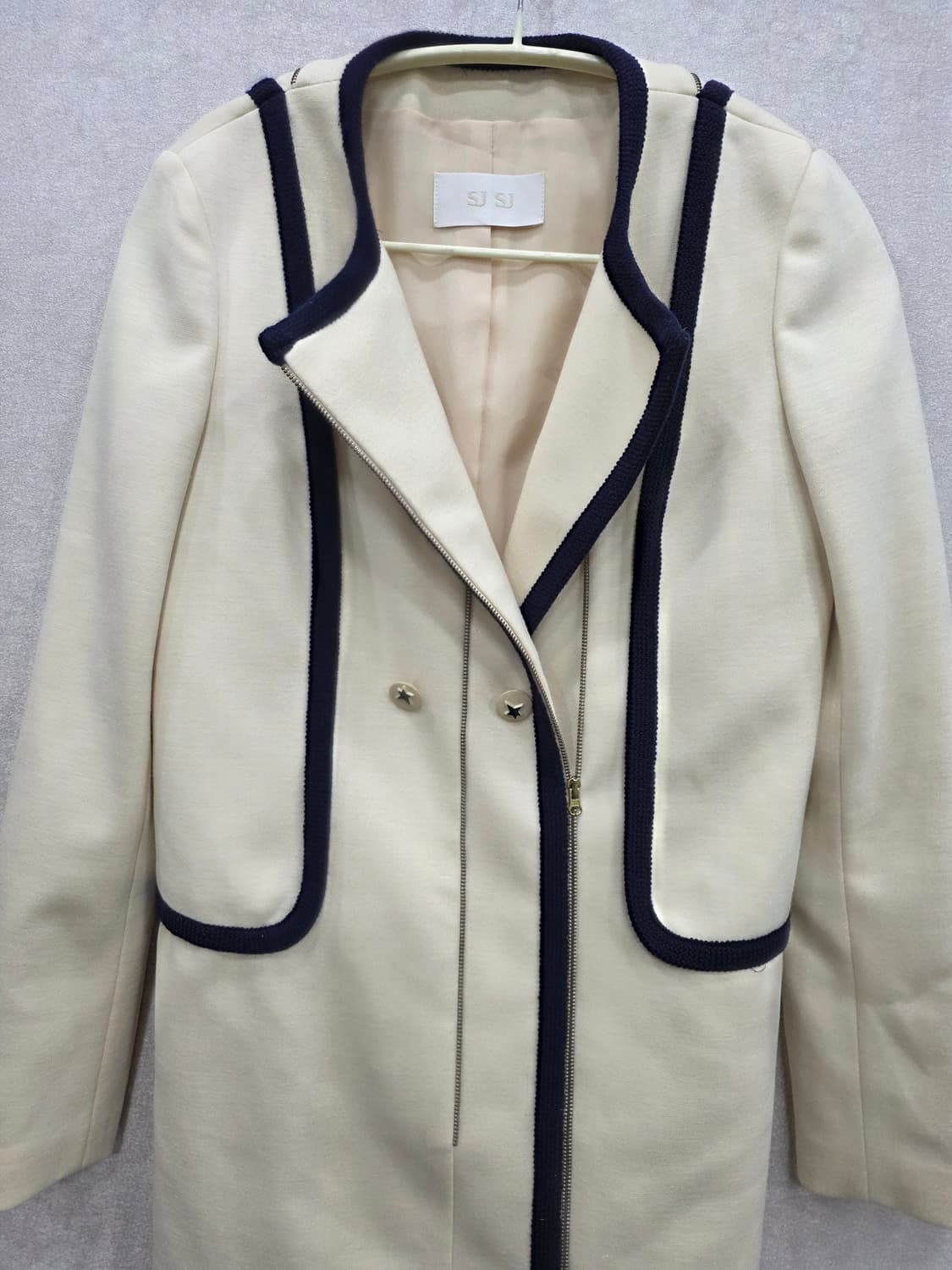 한섬 SJ SJ 배색 더블 버튼 원피스 코트 상품이미지5