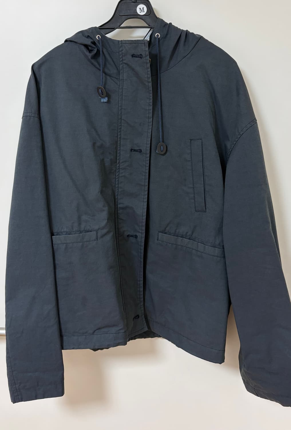 유라고 스트라이프 후디드 숏 점퍼 바람막이 네이비  상품이미지8