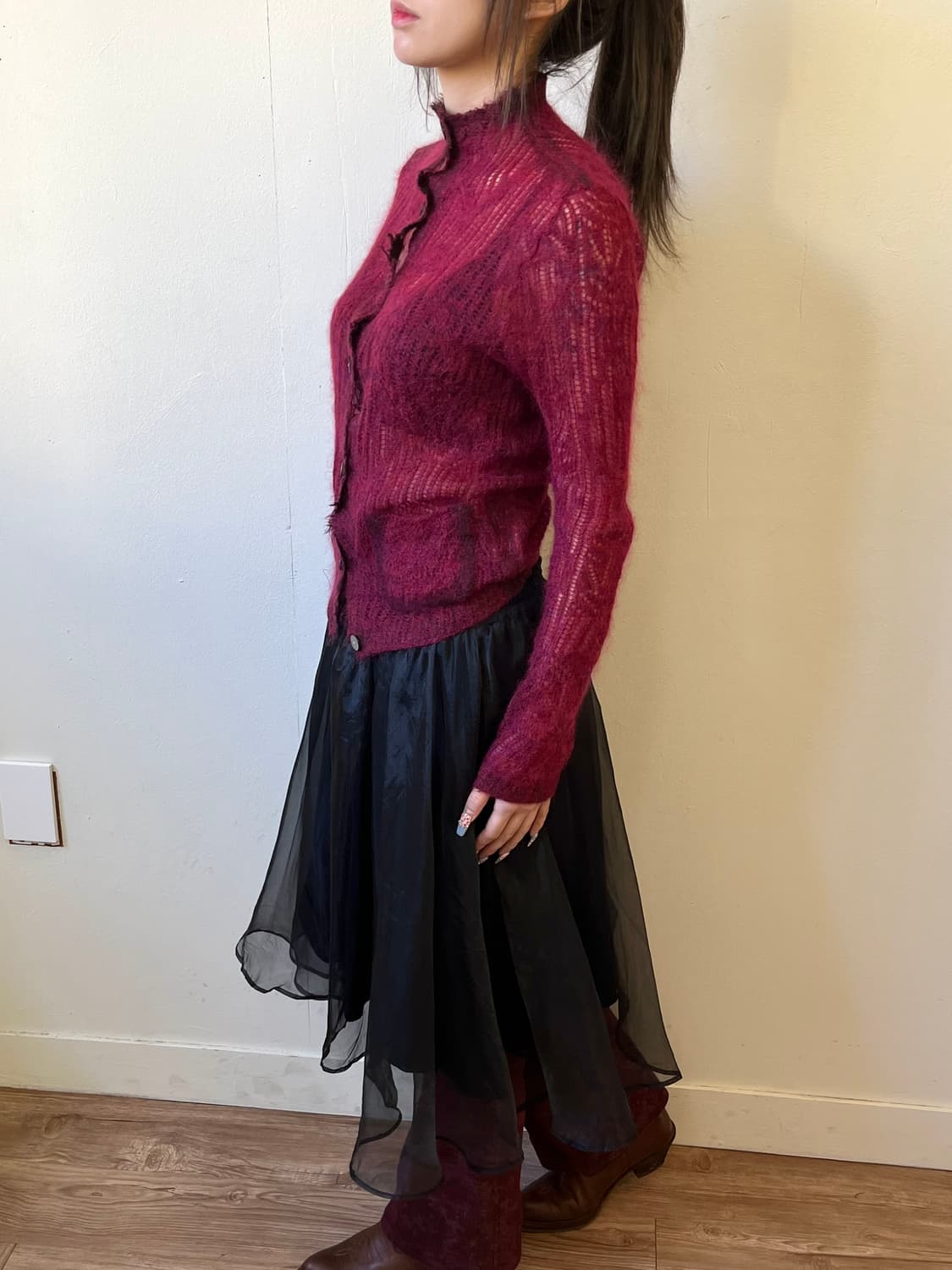 BLANCE 로즈 시스루 가디건 상품이미지6