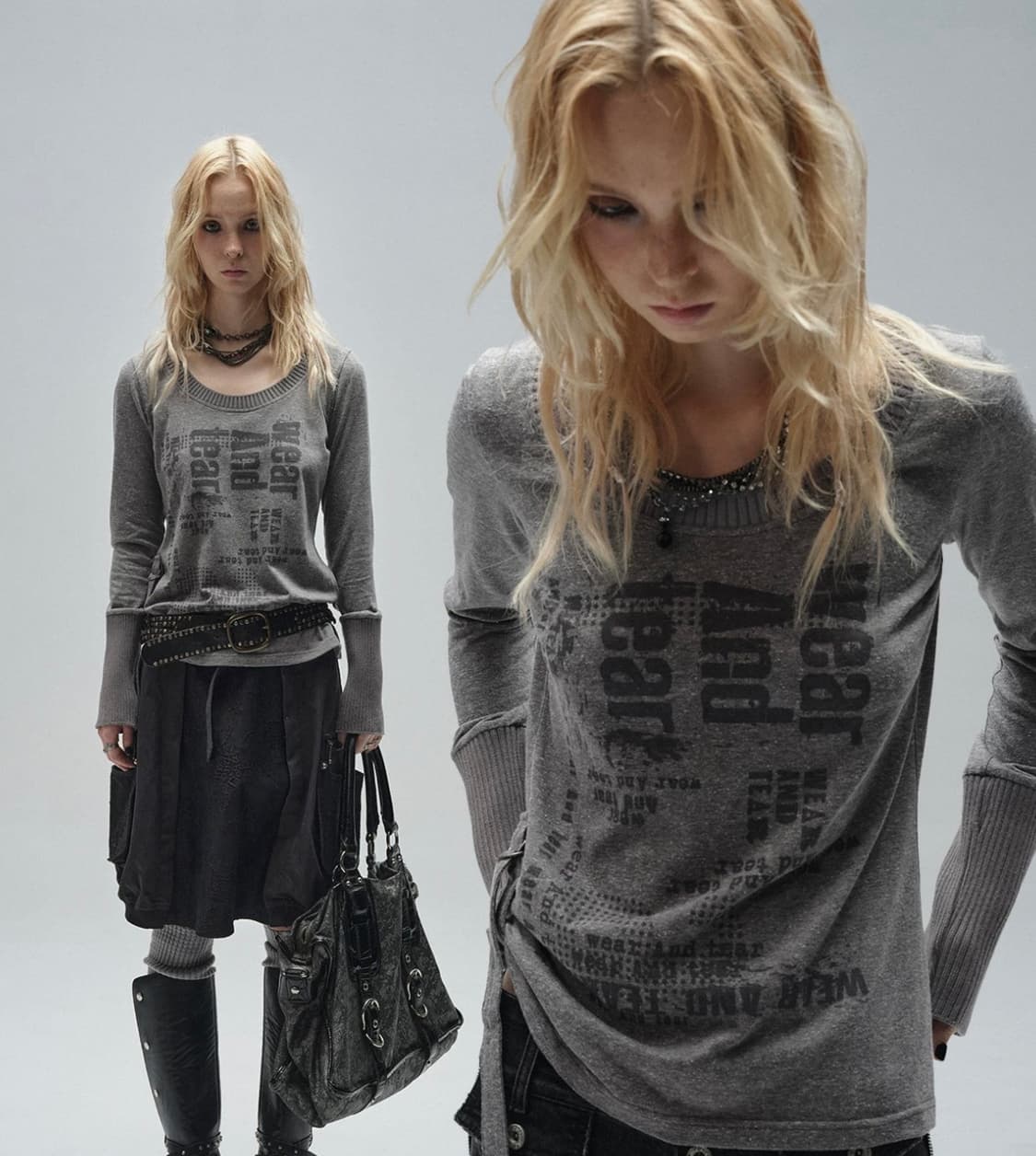 wearandtear  라운드넥 드로스트링 레트로 롱슬리브 니트티 상품이미지1