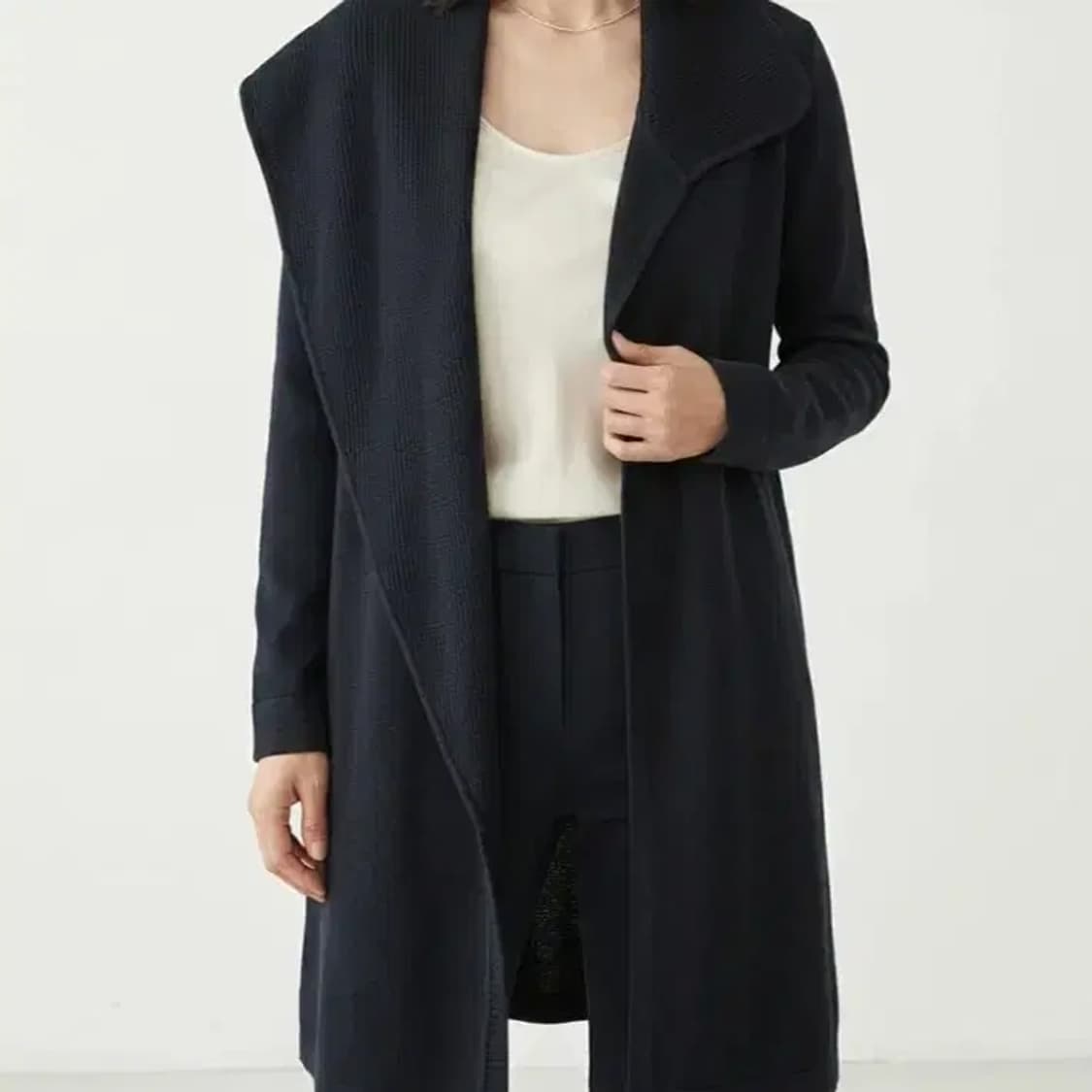 미샤(MICHAA) 울 100% 비대칭 숄카라 롱 가디건 ~66 상품이미지1