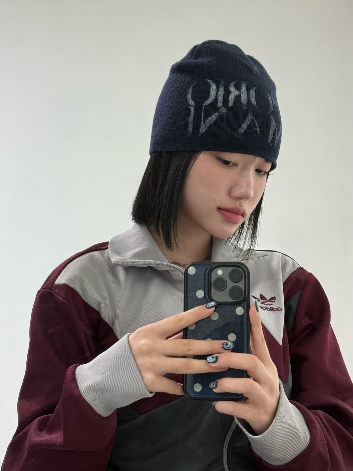 아르마니 네이비 로고 비니 상품이미지2