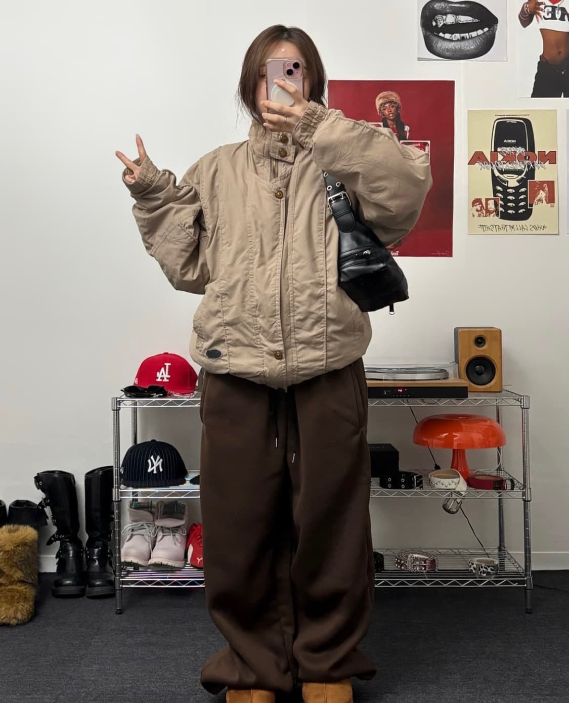 올드 빈티지 베이지 블루종 자켓 상품이미지3