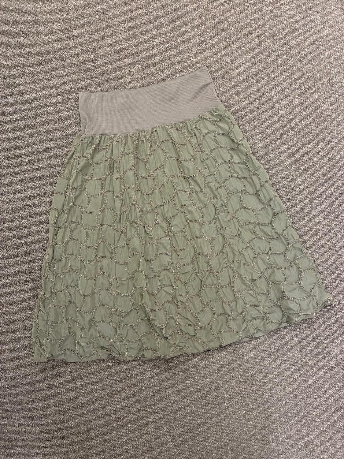 M-L)Japanese vintage 여성 퀼팅 자수 미디 스커트 상품이미지7