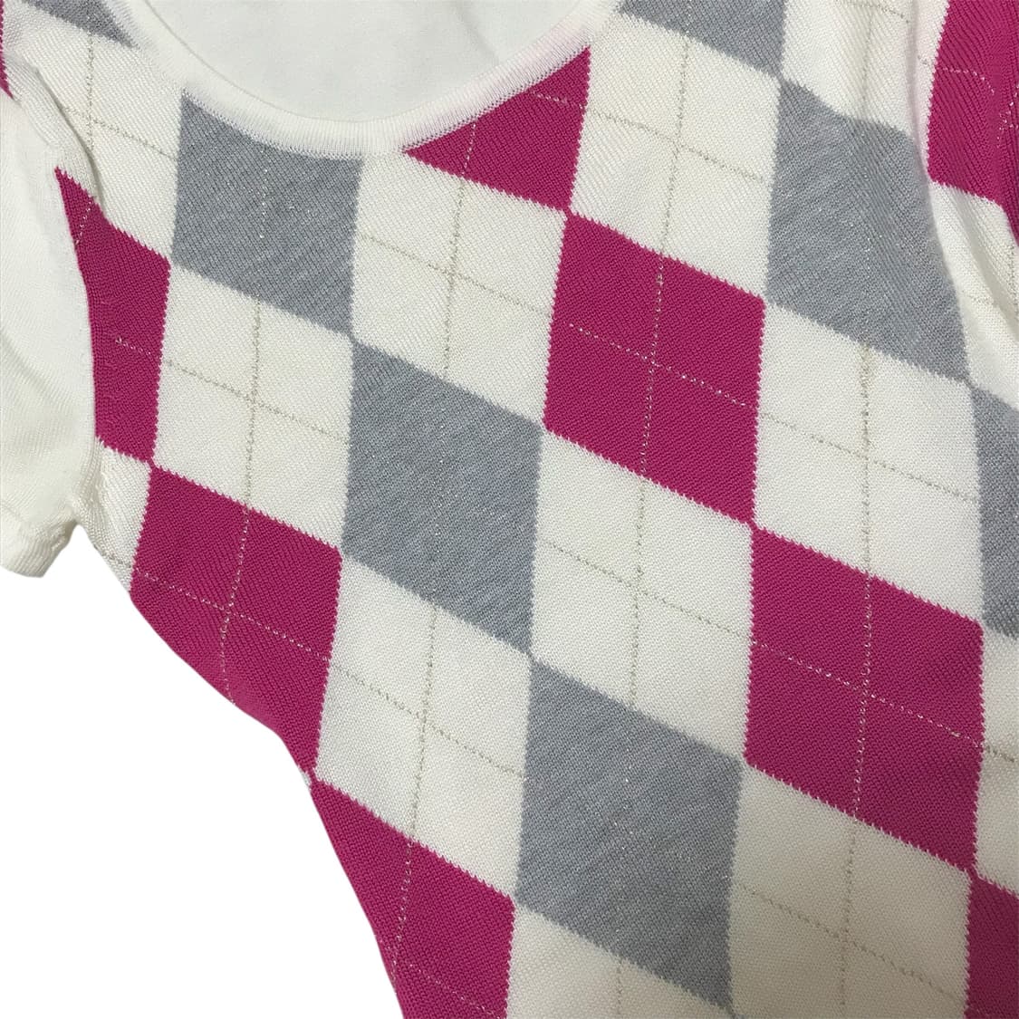 ingni 잉그니 아가일 니트 반팔 탑 로걀 상품이미지4