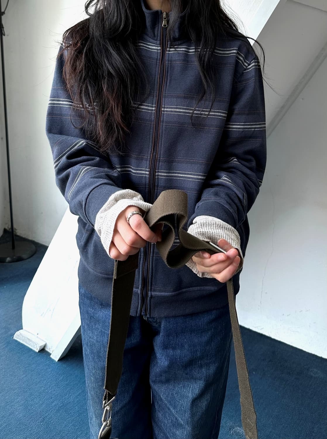 Stripe pattern cotton sweat zip jacket 상품이미지9