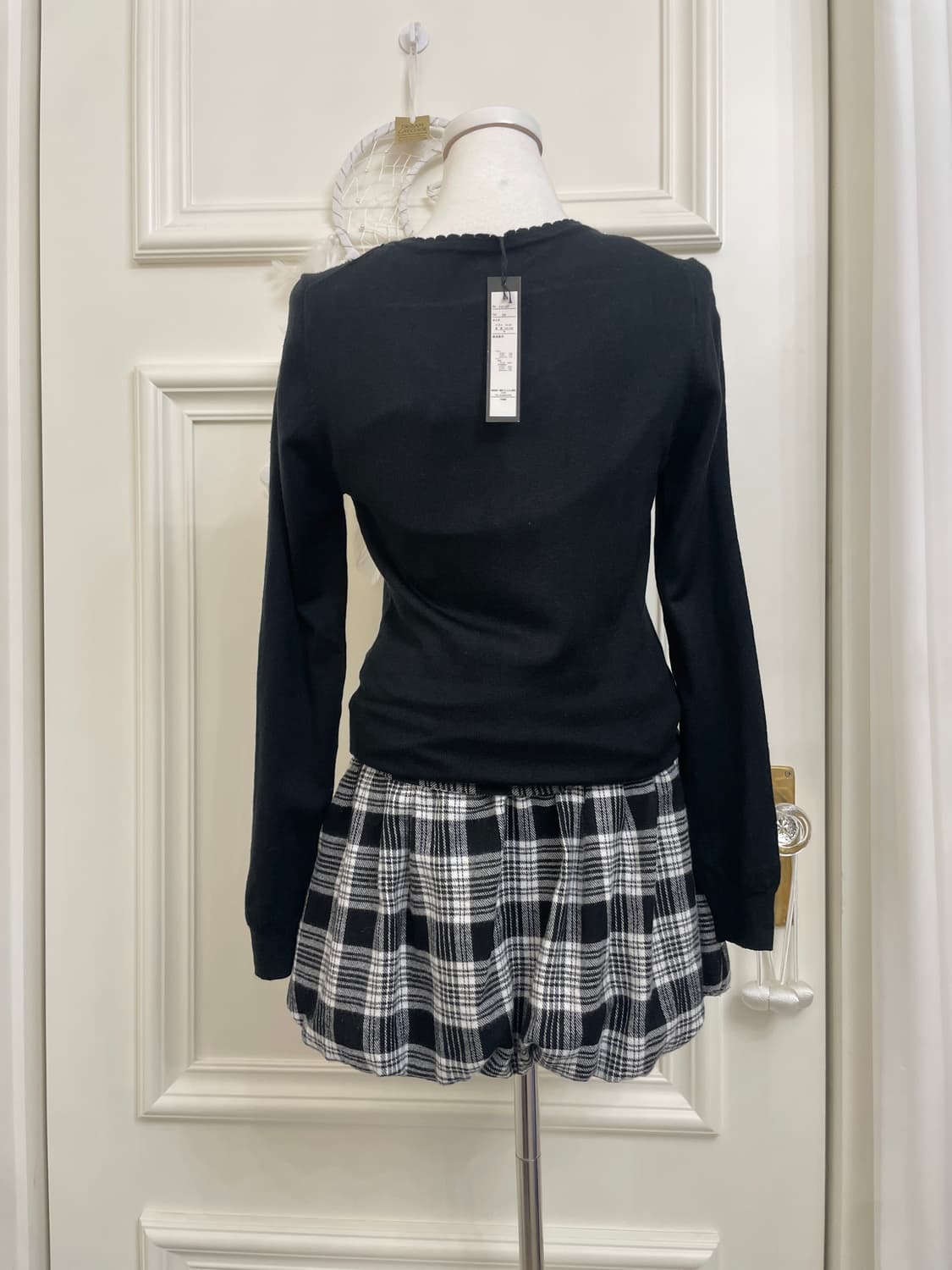 black&white check bow point lovely mini 상품이미지8