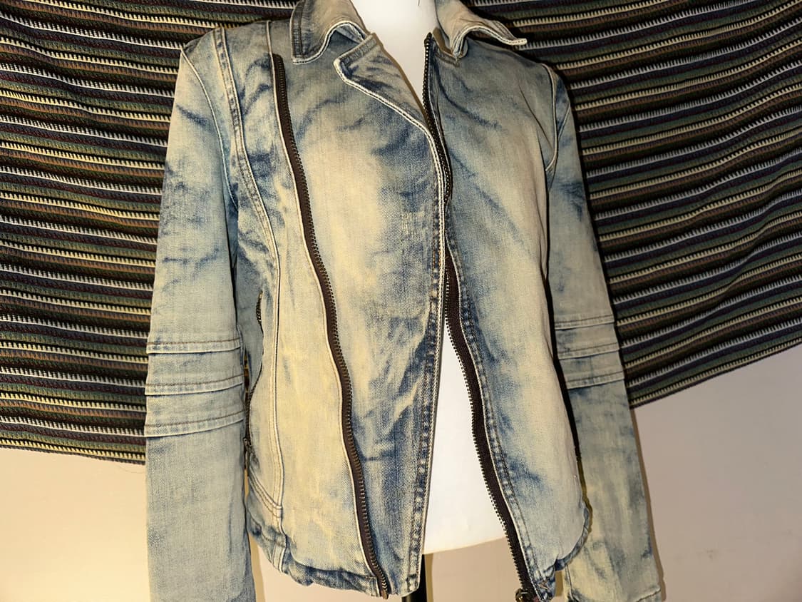 빈티지 비대칭 워싱 라이더 청자켓 상품이미지2