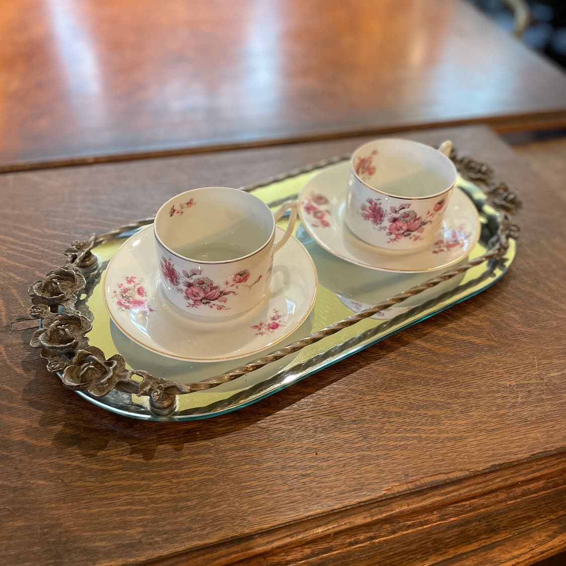 🍀장미 오벌 빈티지 미러 트레이 상품이미지4