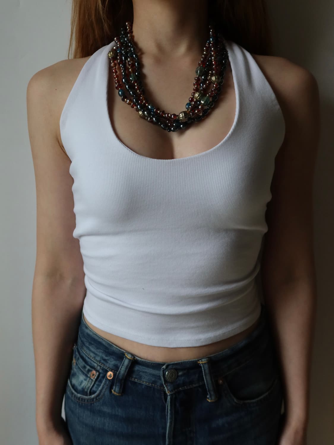 multi-strand metallic bead necklace 상품이미지2
