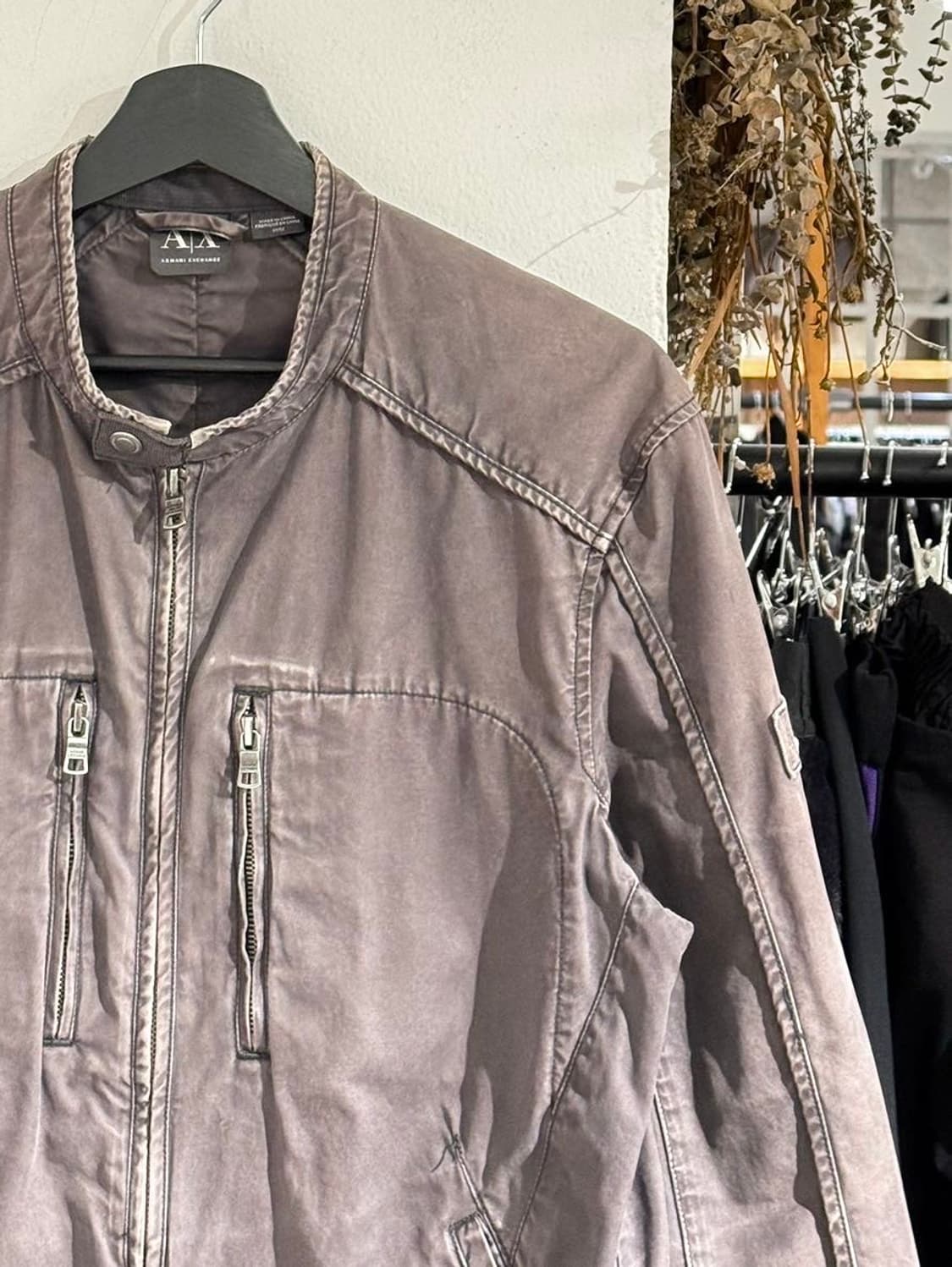 아르마니 익스체인지 딥그레이 워시드 코튼 바이커 자켓 상품이미지3