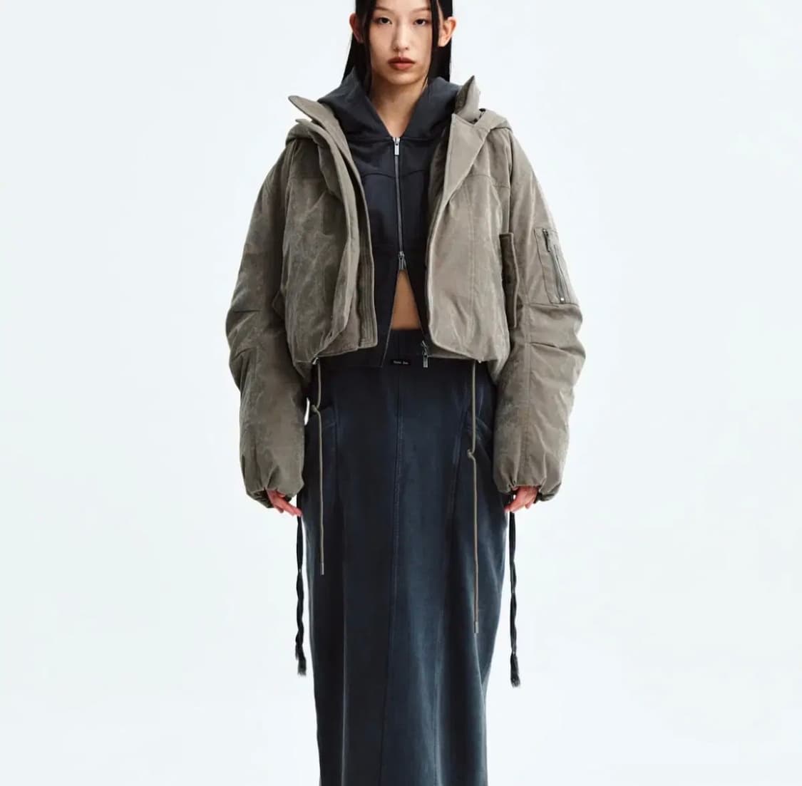Matinkim LAYERED HOODY BOMBER br 상품이미지2